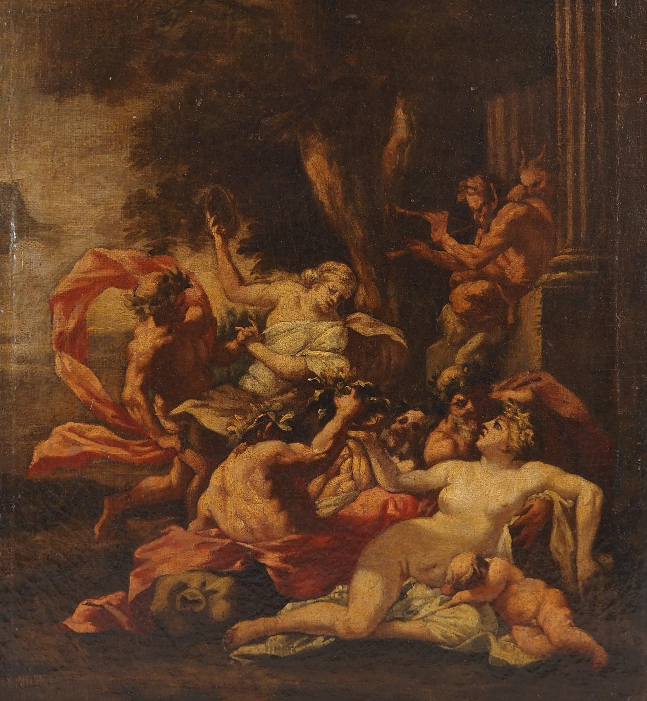 Escuela francesa del siglo XVIII : Mitología, Bacanalia - Óleo sobre lienzo - Painting Académico de Unknown