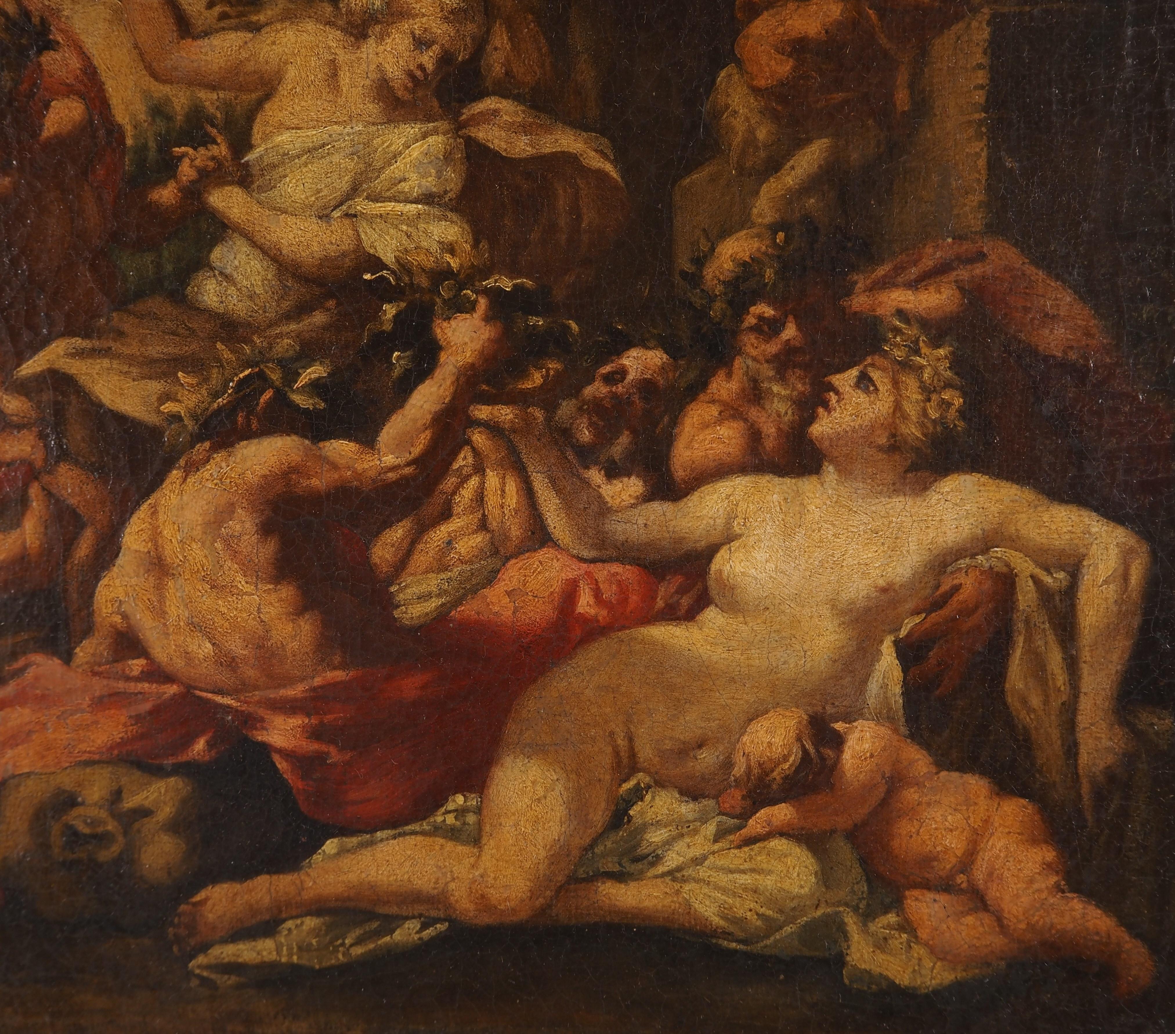 Escuela francesa del siglo XVIII : Mitología, Bacanalia - Óleo sobre lienzo en venta 4