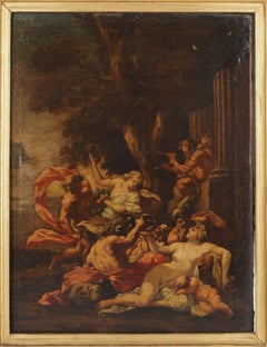 Escuela francesa del siglo XVIII : Mitología, Bacanalia - Óleo sobre lienzo