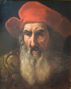 French painting portrait Bearded italian man oil canvas Second half 18th century