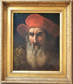 French painting portrait Bearded italian man oil canvas Second half 18th century