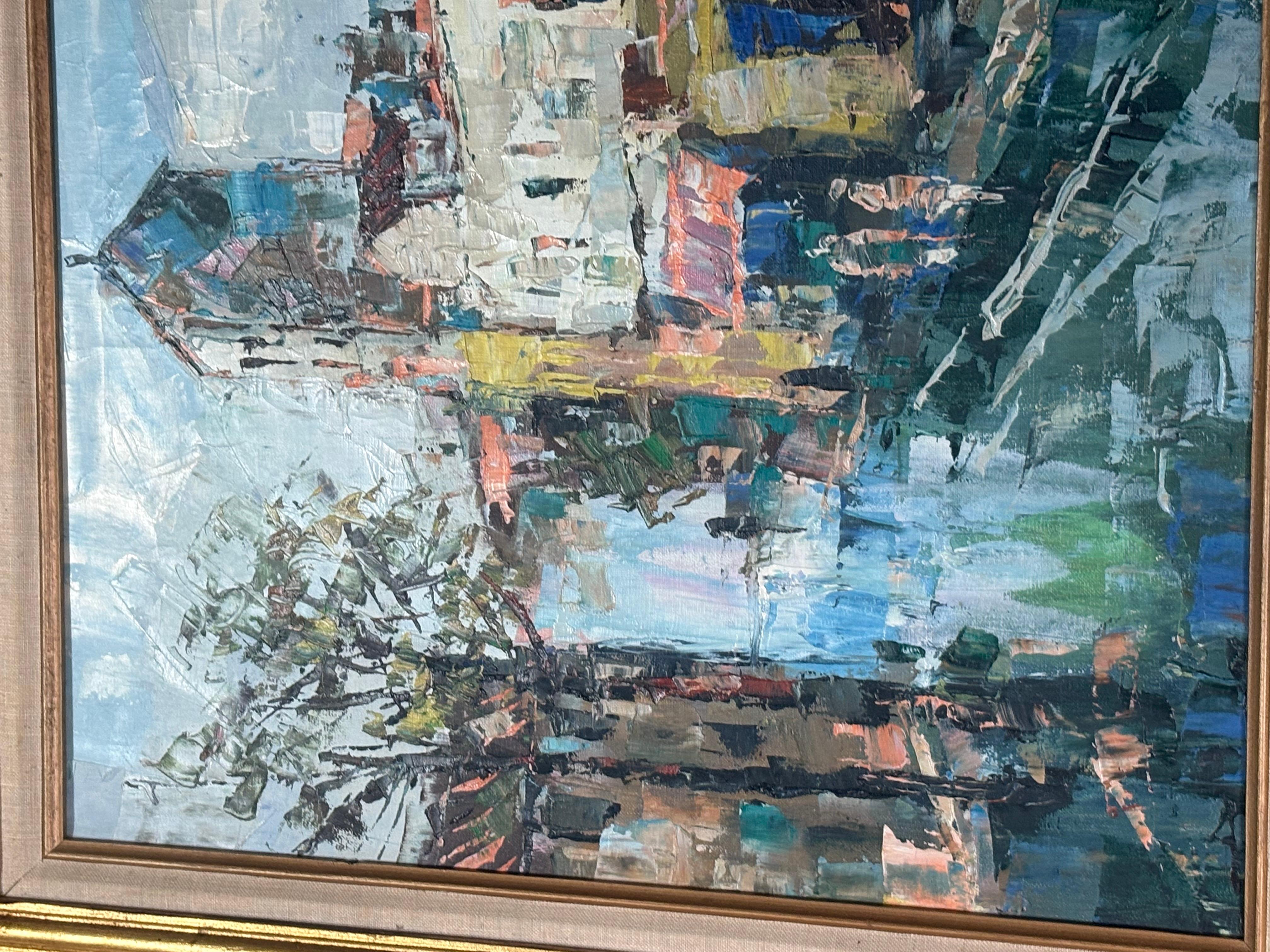 “French Signed Oil Painting On Canvas” For Sale 4