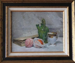 French still life oil painting, vintage still life painting