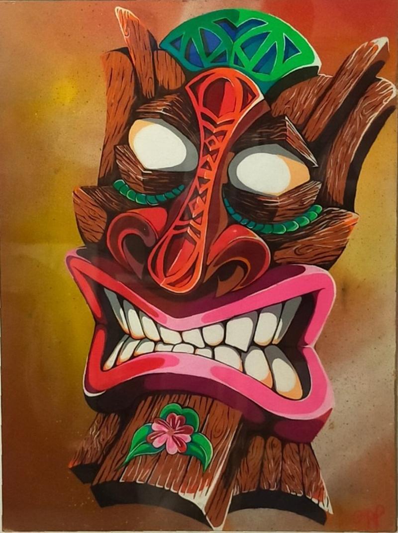 French Tiki by Enzo Jannau - Painting by Unknown