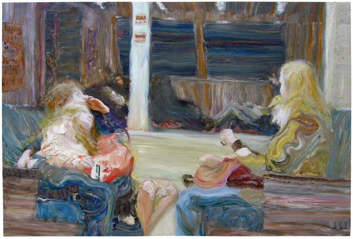 Jung Han Kim Abstract Painting - Friday Night Bart, Art Deco, cosmopolitan, figurative, romantic, impasto