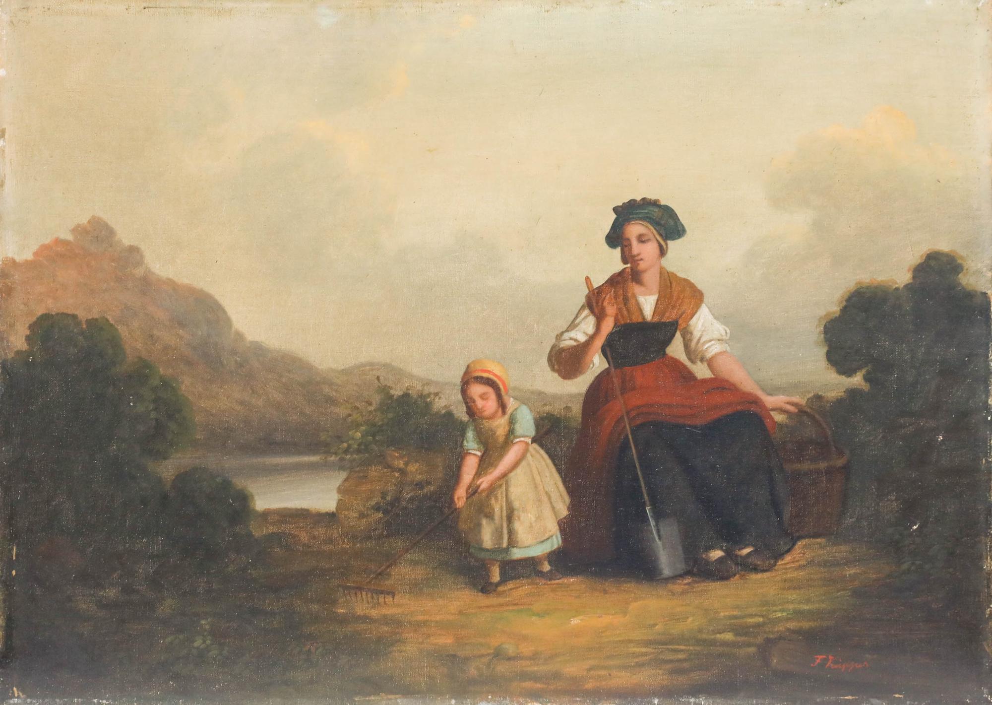 Friedrich Küpper (c.1830-1888) - Huile du milieu du XIXe siècle, S'occuper du jardin - Painting de Unknown