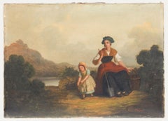 Friedrich Küpper (c.1830-1888) - Huile du milieu du XIXe siècle, S'occuper du jardin