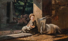 Fritz Gotfred Thomsen (1819-1891) - Late 19th Century Oil, Young Girl with Goats