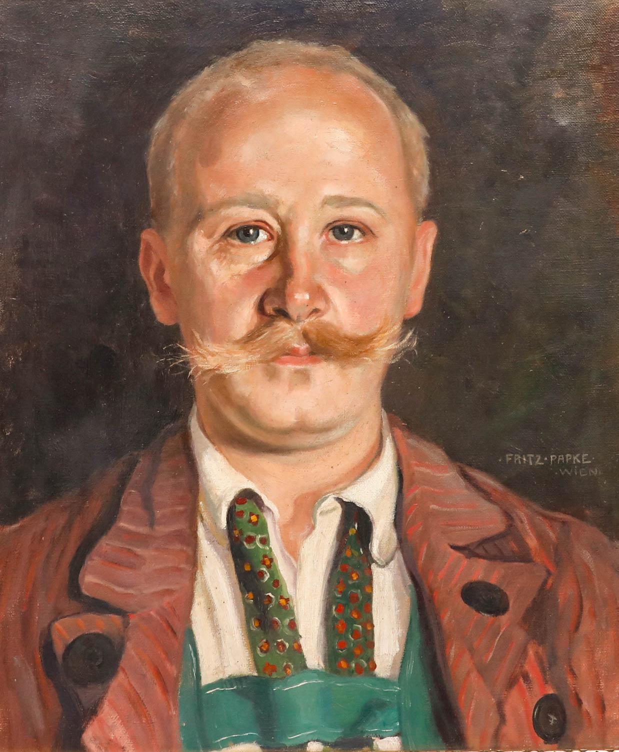 Fritze Papke  - Frühes 20. Jahrhundert Öl, Mann in Lederhosen – Painting von Unknown