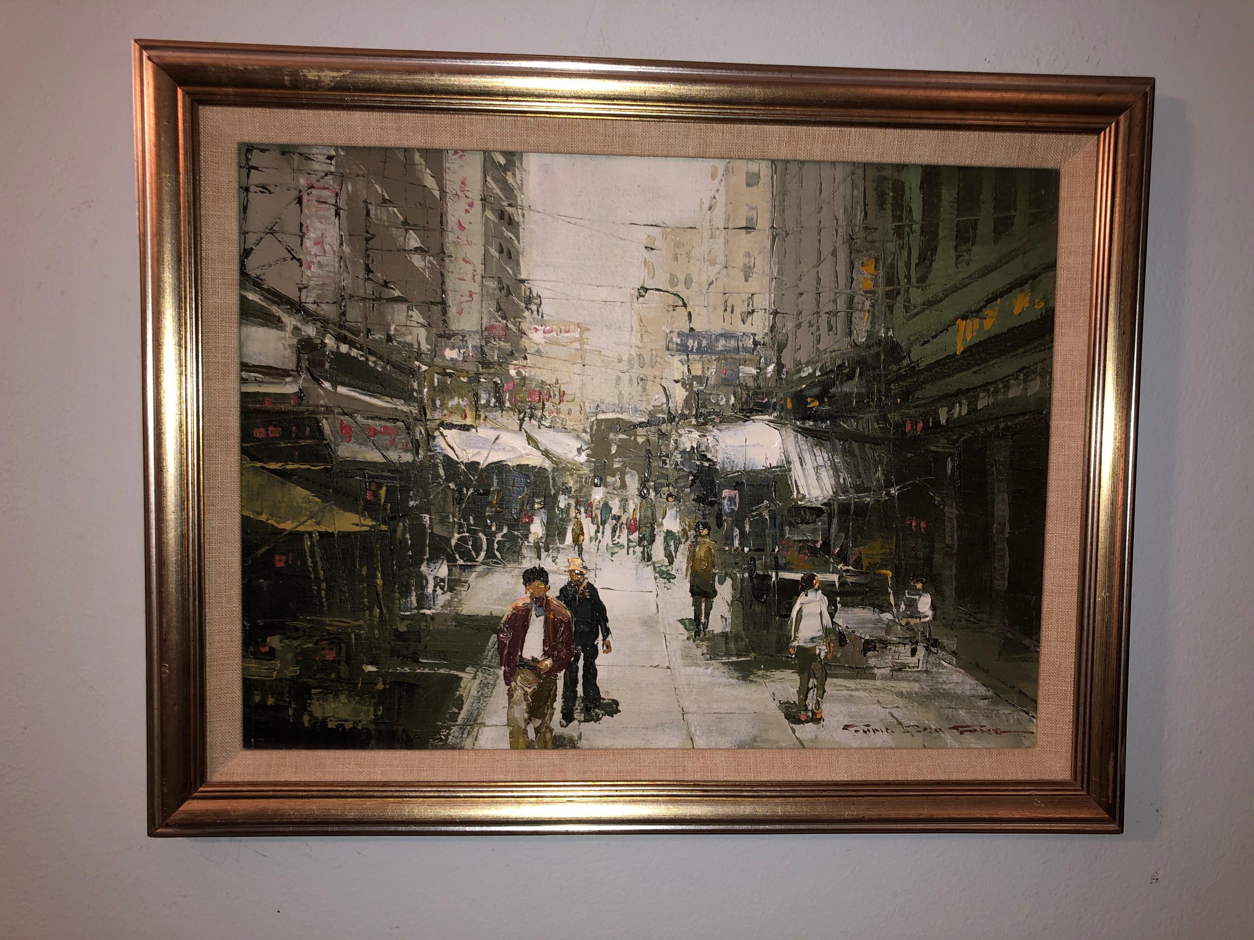 Fung Sau Fung Hong Kong Street Scene - Painting by Unknown