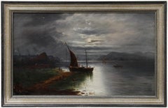 G. Cole - Framed 19th Century Oil, Sailing Under Moonlight