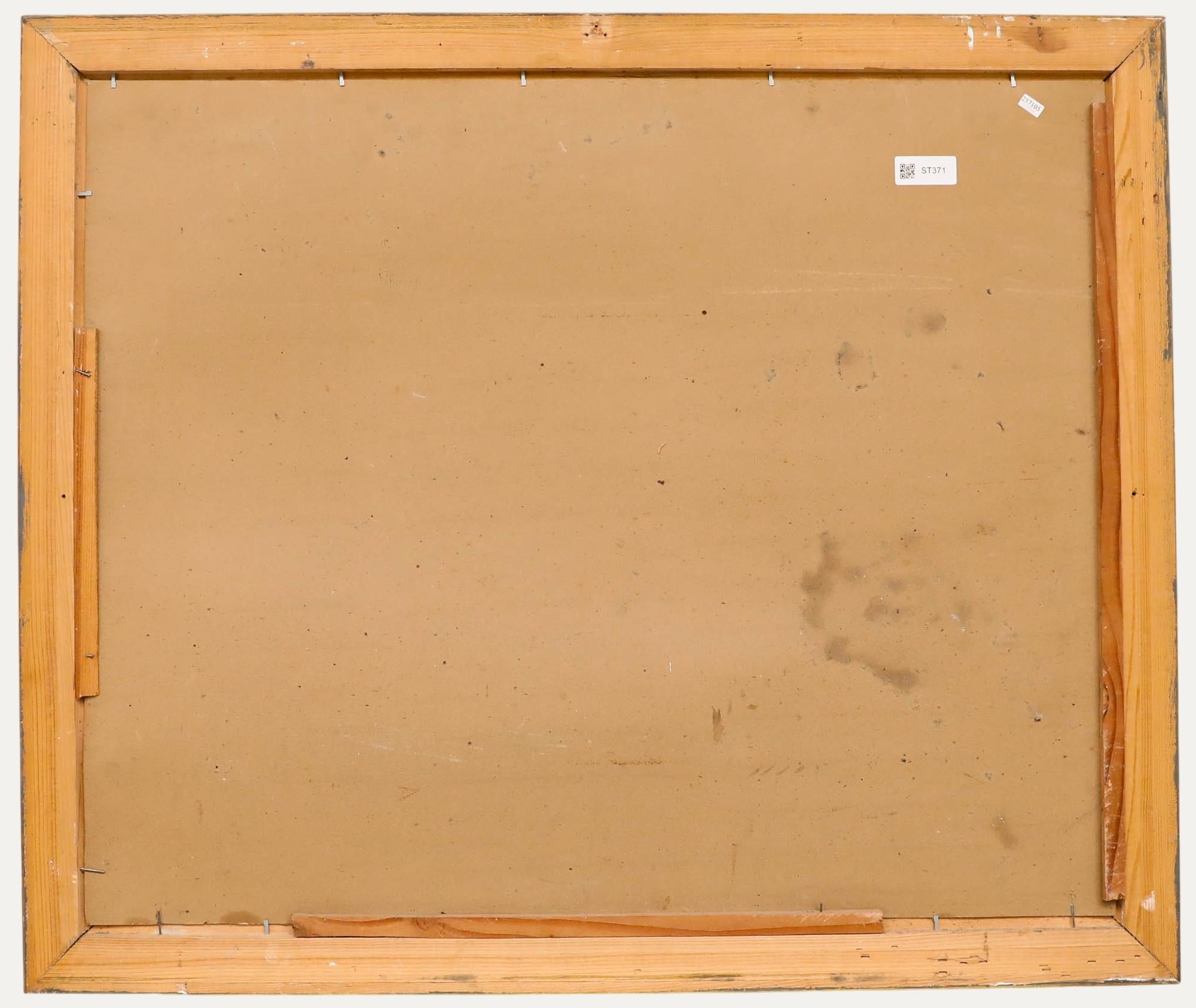 G. Drexel - Gerahmtes Öl von 1945, Weihnachtskaktus (Braun), Still-Life Painting, von Unknown