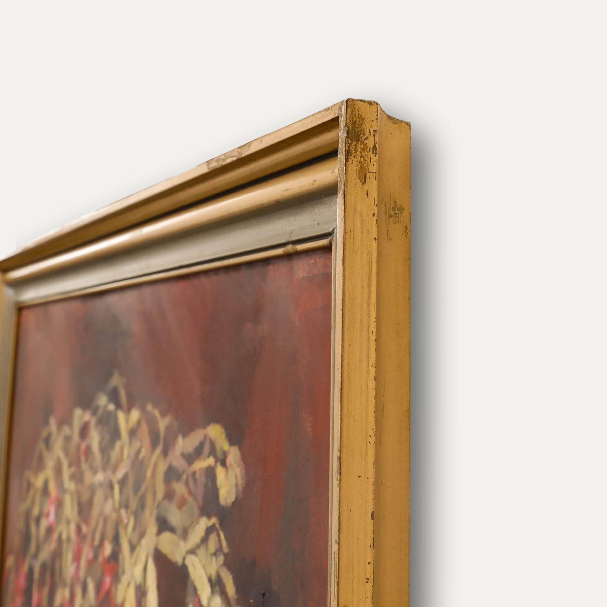 G. Drexel - Gerahmtes Öl von 1945, Weihnachtskaktus im Angebot 1