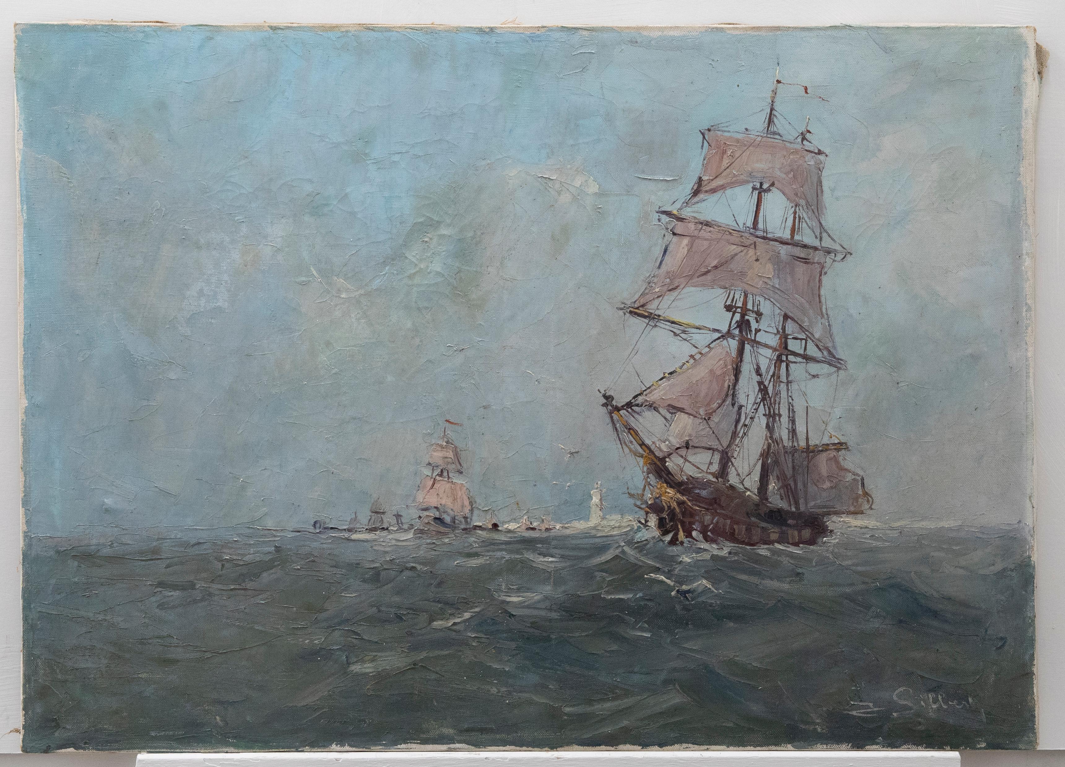 G. Gilbert - Early 20th Century Oil, Leading the Fleet - Painting by Unknown