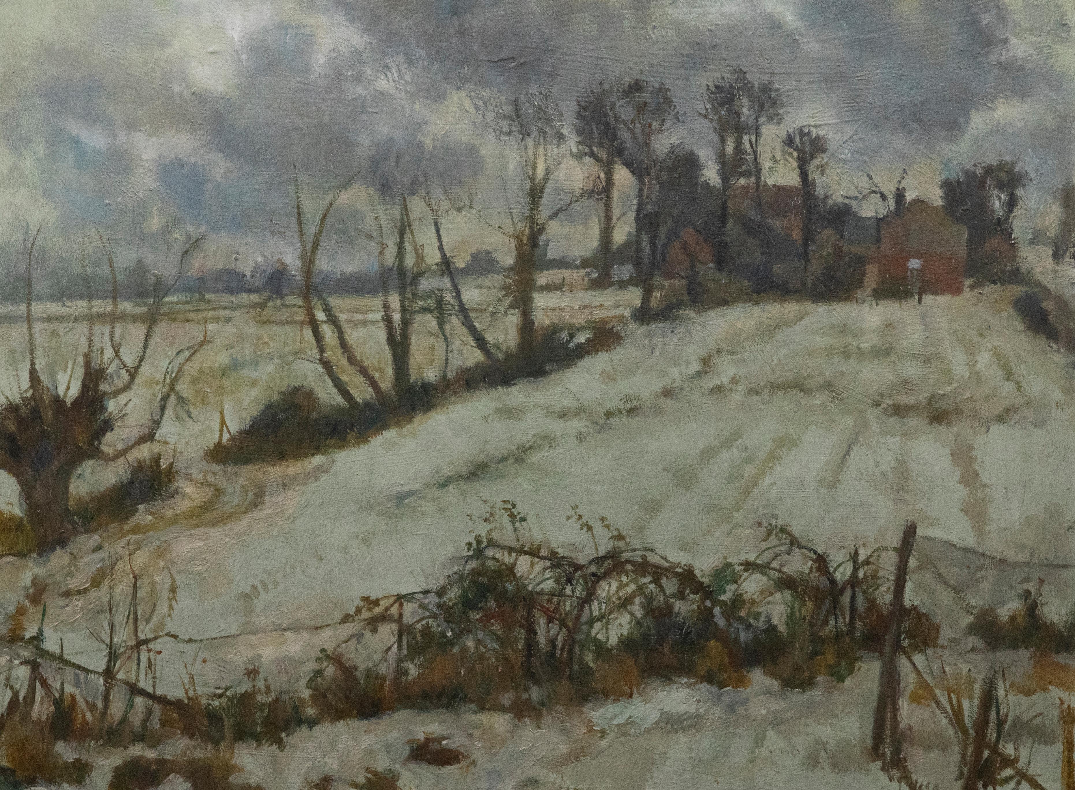 Landscape Painting Unknown - G. H. Bagnoli - 20ème siècle - Huile, terrains givrés