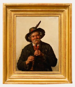 G. Hugo Kotschenreiter (1854-1908) - Framed 1891 Oil, Tyrolean with Clarinet