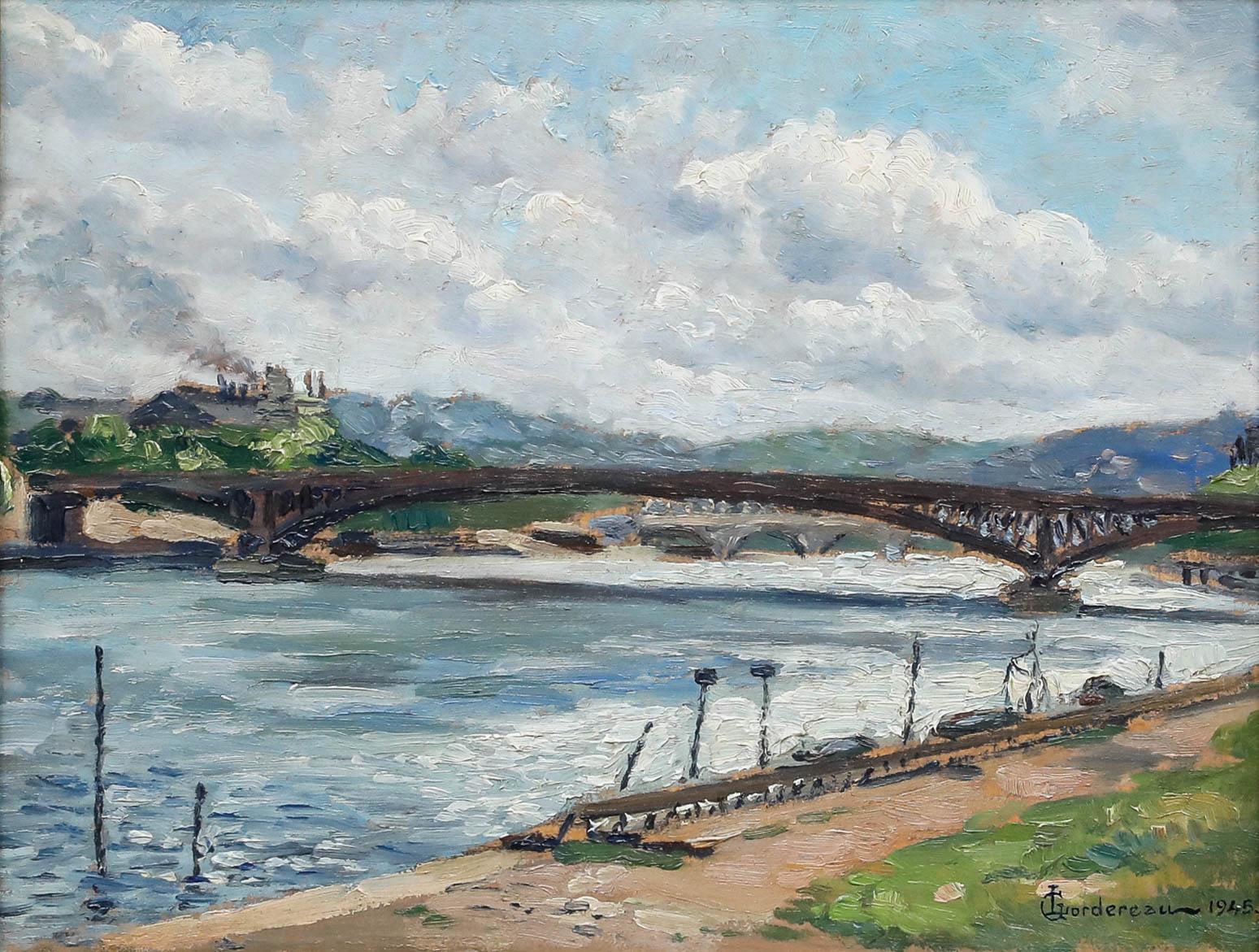 G. Lordereau - Französische Schule 1945 Öl, Brücke über die Seine – Painting von Unknown