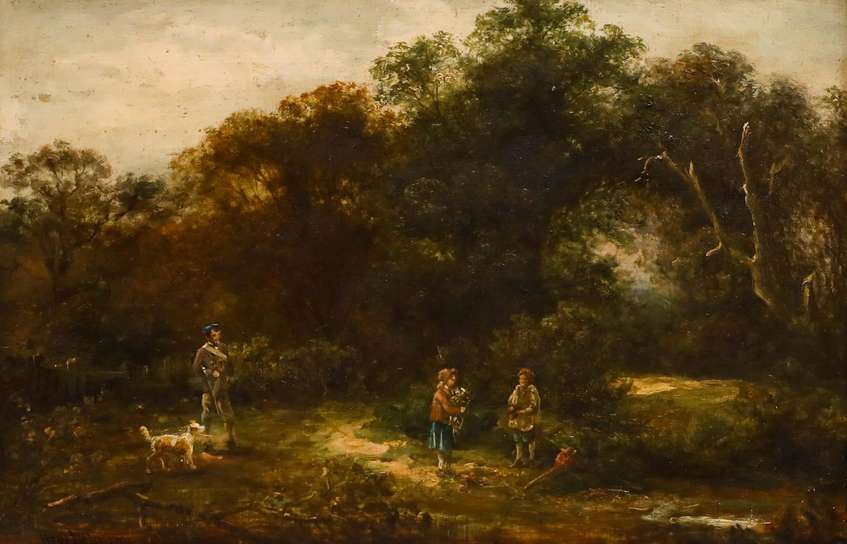 G. Murray - 19. Jahrhundert Öl, Figuren in einer Waldlichtung – Painting von Unknown