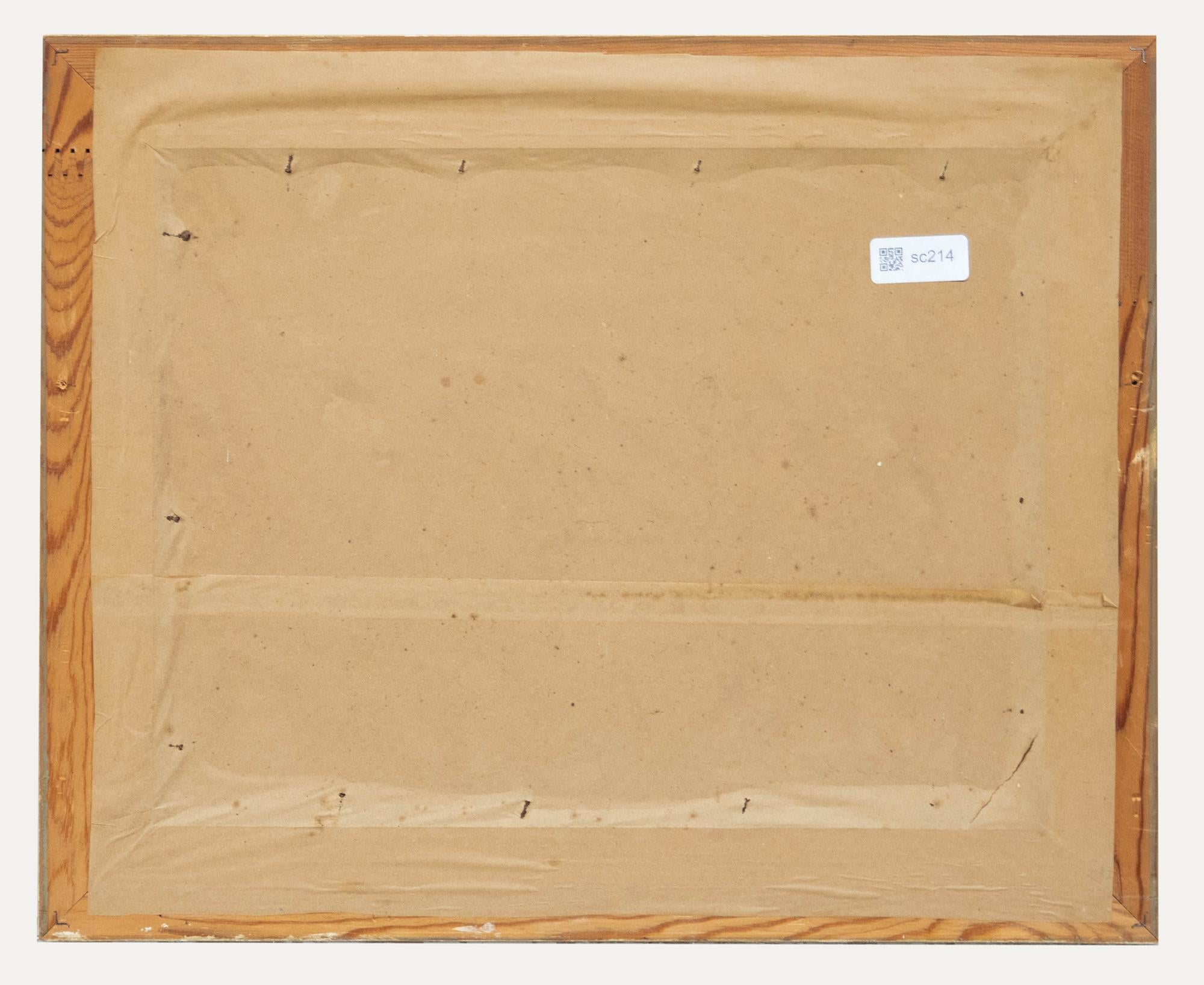 G. Piggott  - Öl des 20. Jahrhunderts, Morgen im Dorf (Beige), Landscape Painting, von Unknown