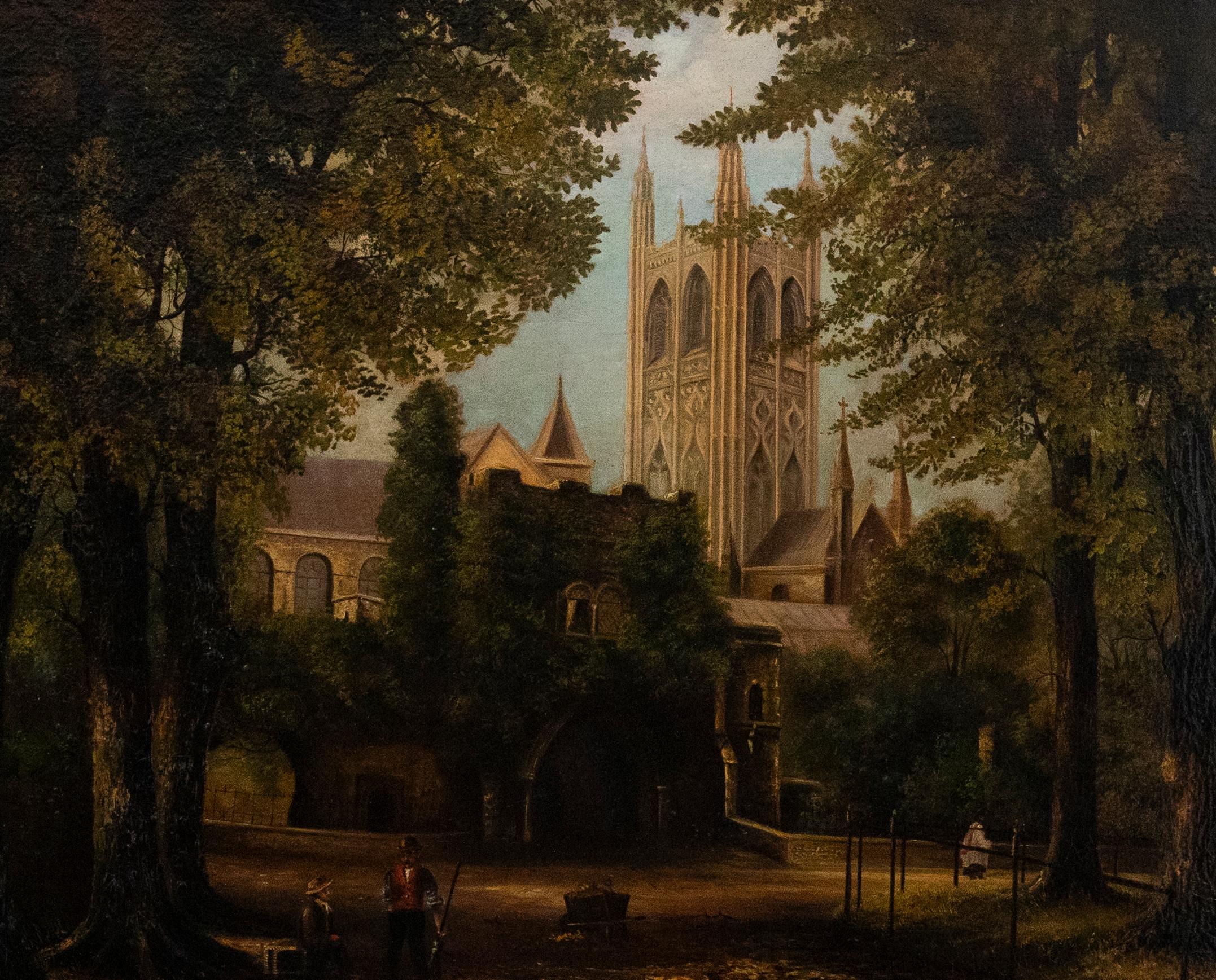 G. Rand - Olio incorniciato della fine del XIX secolo, Terreno della cattedrale - Painting di Unknown