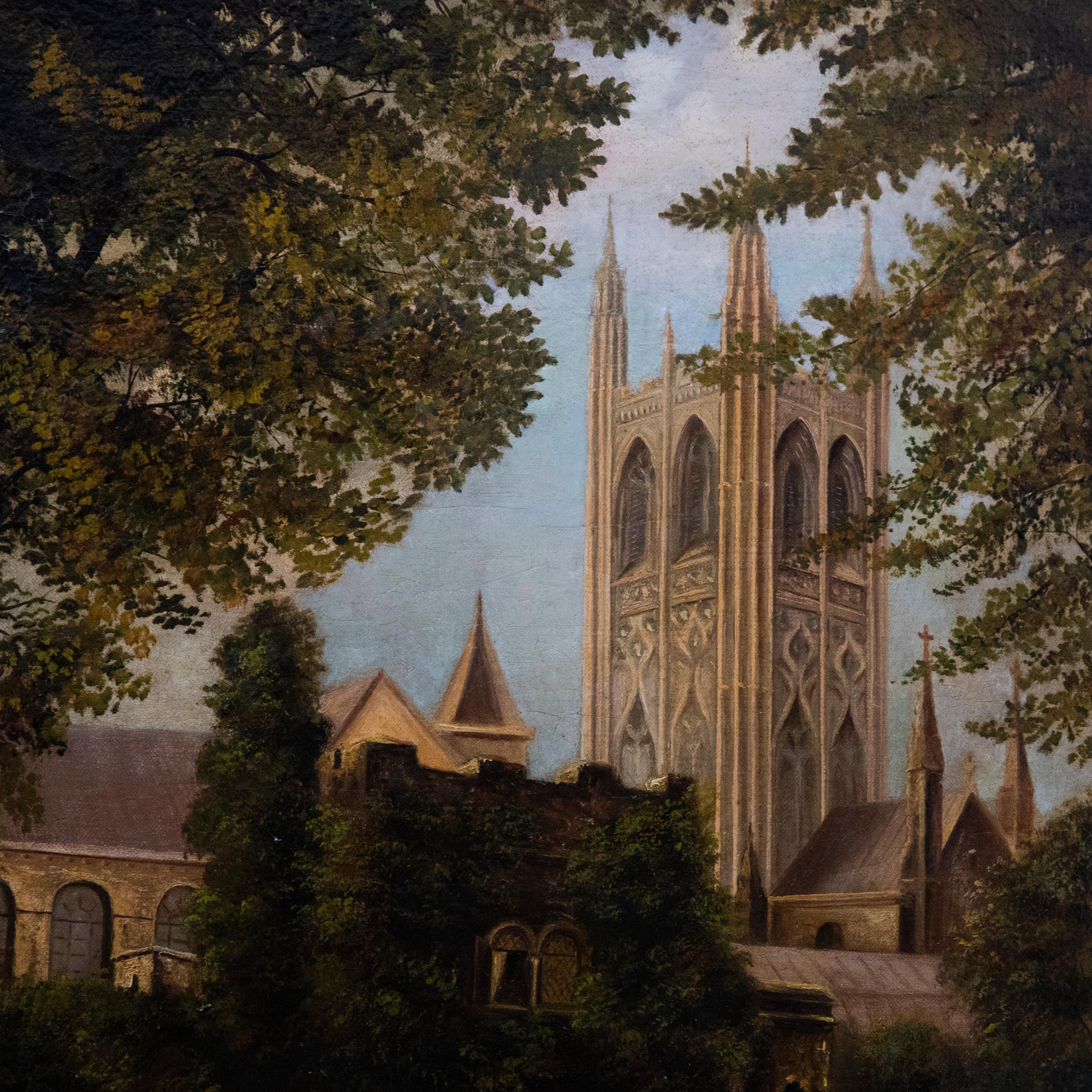 G. Rand - Olio incorniciato della fine del XIX secolo, Terreno della cattedrale 1