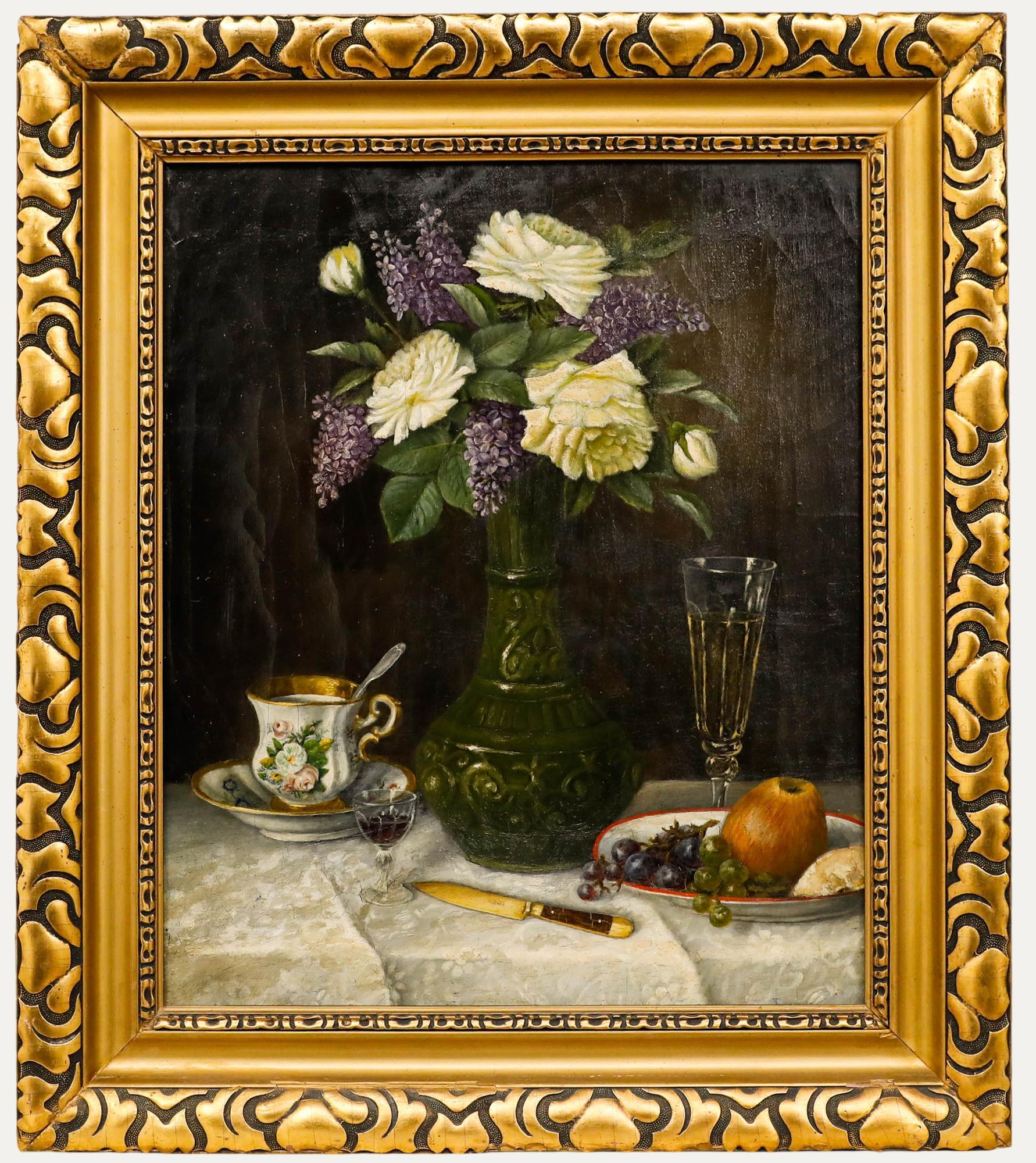 G. Schweneck - Öl des späten 19. Jahrhunderts, Tee und Champagner