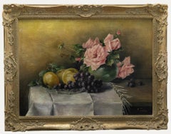 G. Seim - Huile encadrée du milieu du 20e siècle, Nature morte aux fruits et aux fleurs