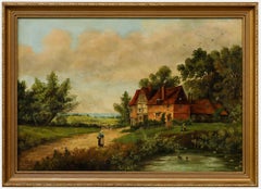 Antique G. W.  - 1912 Oil, Seaside Cottage
