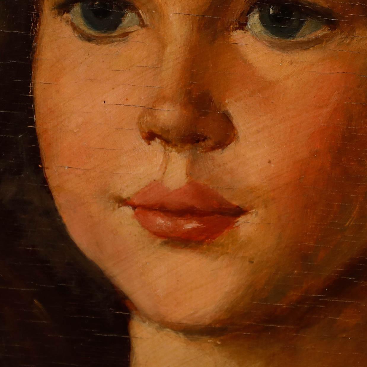 G. Watson  - English School Early 20th Century Oil, Portrait of a Young Girl For Sale 1