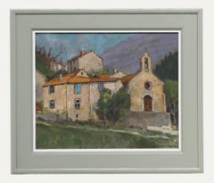 G. Wood - Framed Contemporary Oil, French Buildings in a Landscape