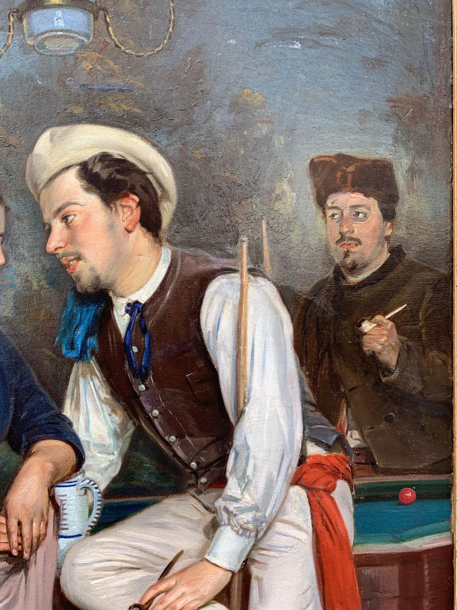 Unknown Gallantry Scene In A Tavern Oil On Canvas Signed Rigot