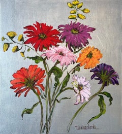 Spiel mit Blumen, Acrylgemälde von Tetiana Lukianchenko, 2021