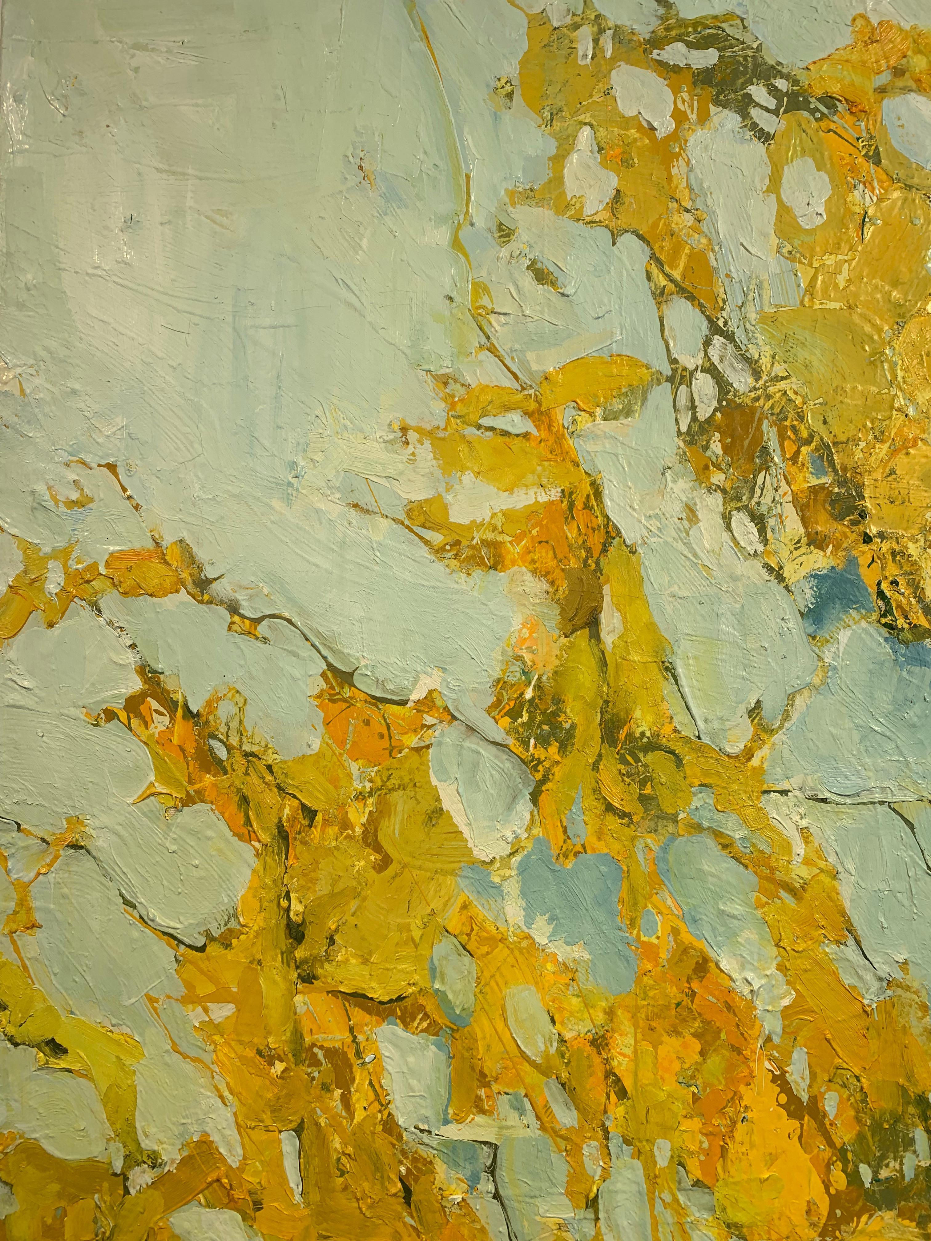 Garden, Cadmium Orange, Oil on Canvas Textured Painting by Ffiona Lewis, 2020 For Sale 2