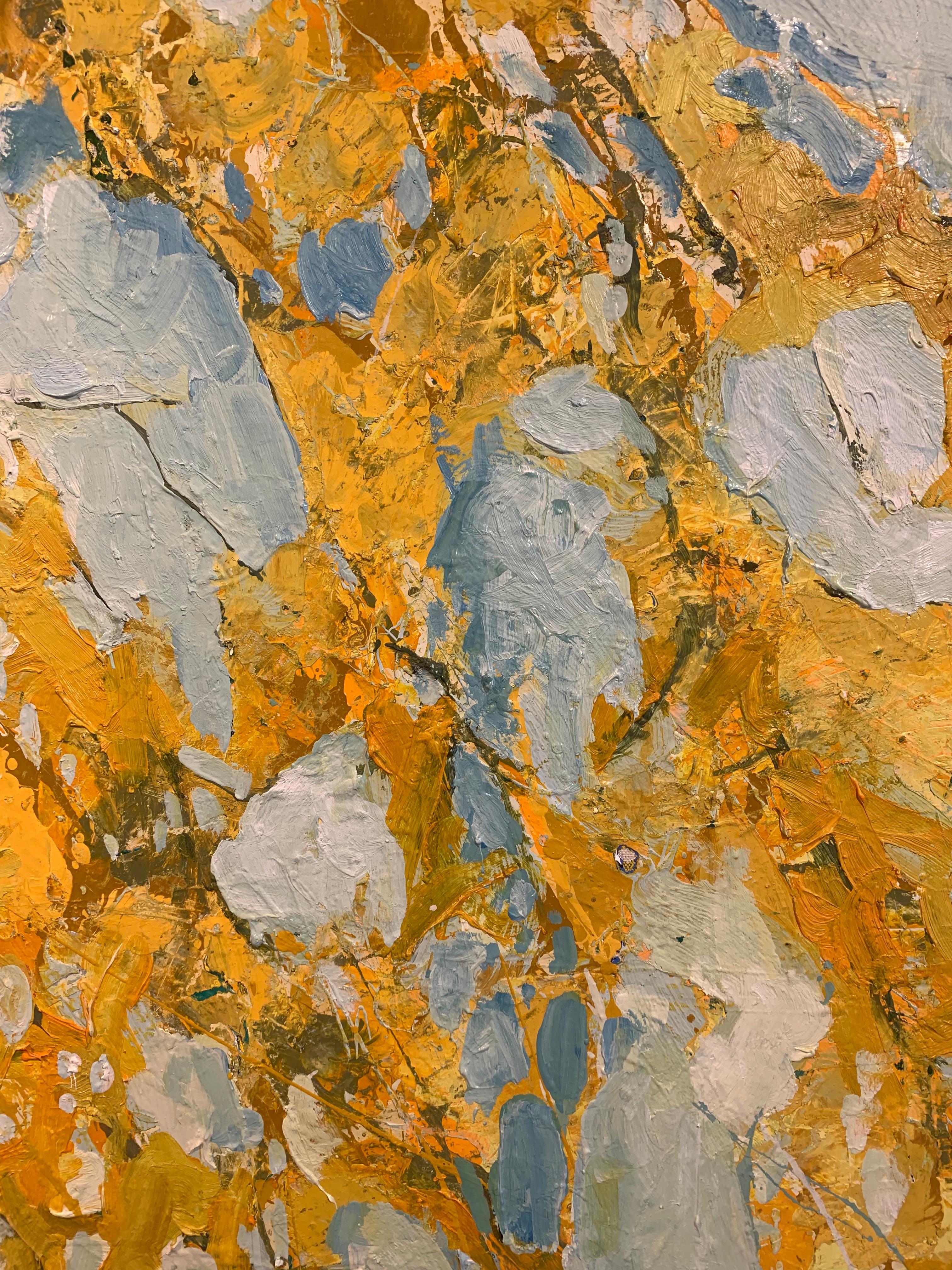 Garden, Cadmium Orange, Oil on Canvas Textured Painting by Ffiona Lewis, 2020 For Sale 3