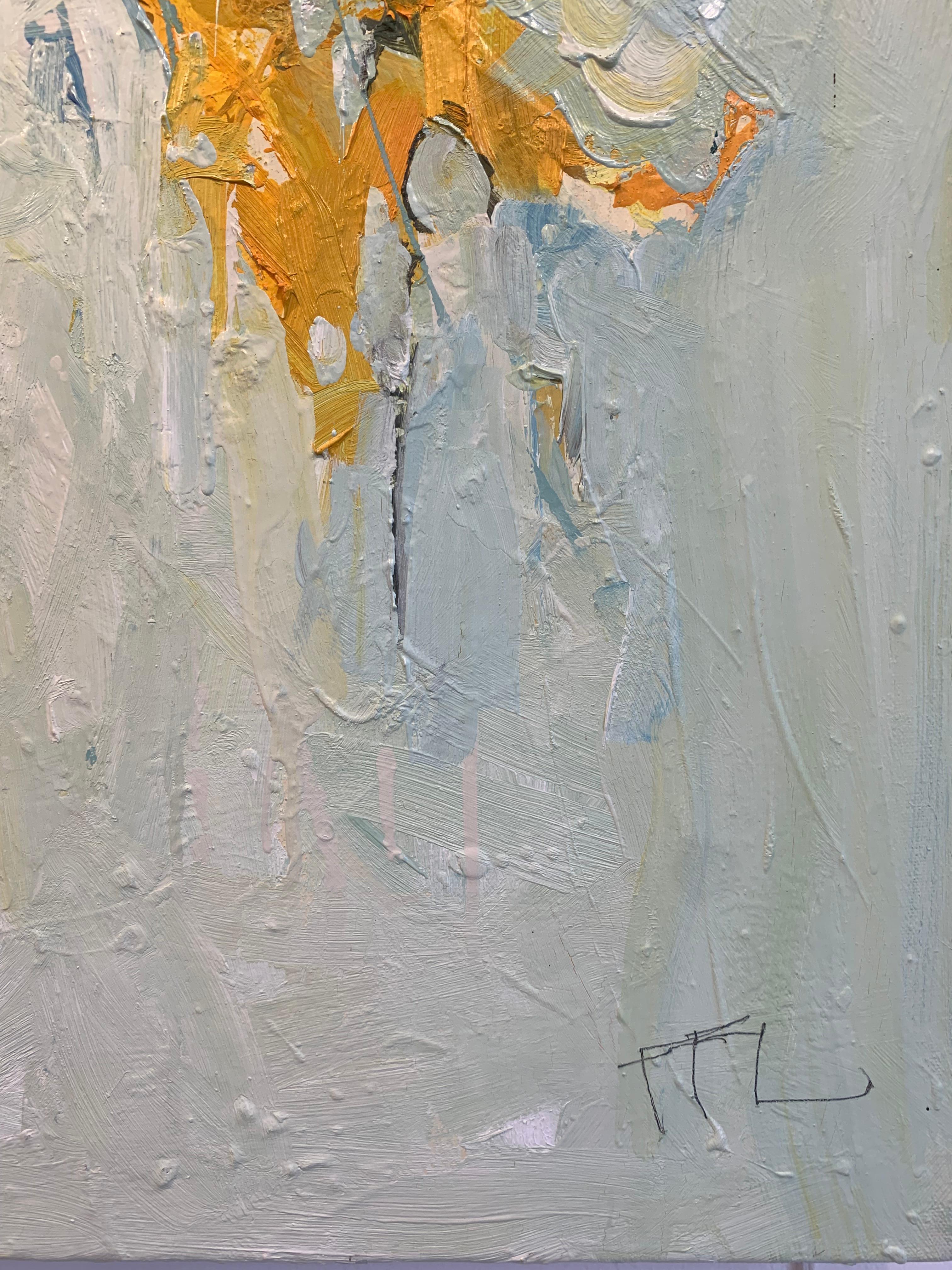 Garden, Cadmium Orange, Oil on Canvas Textured Painting by Ffiona Lewis, 2020 For Sale 4