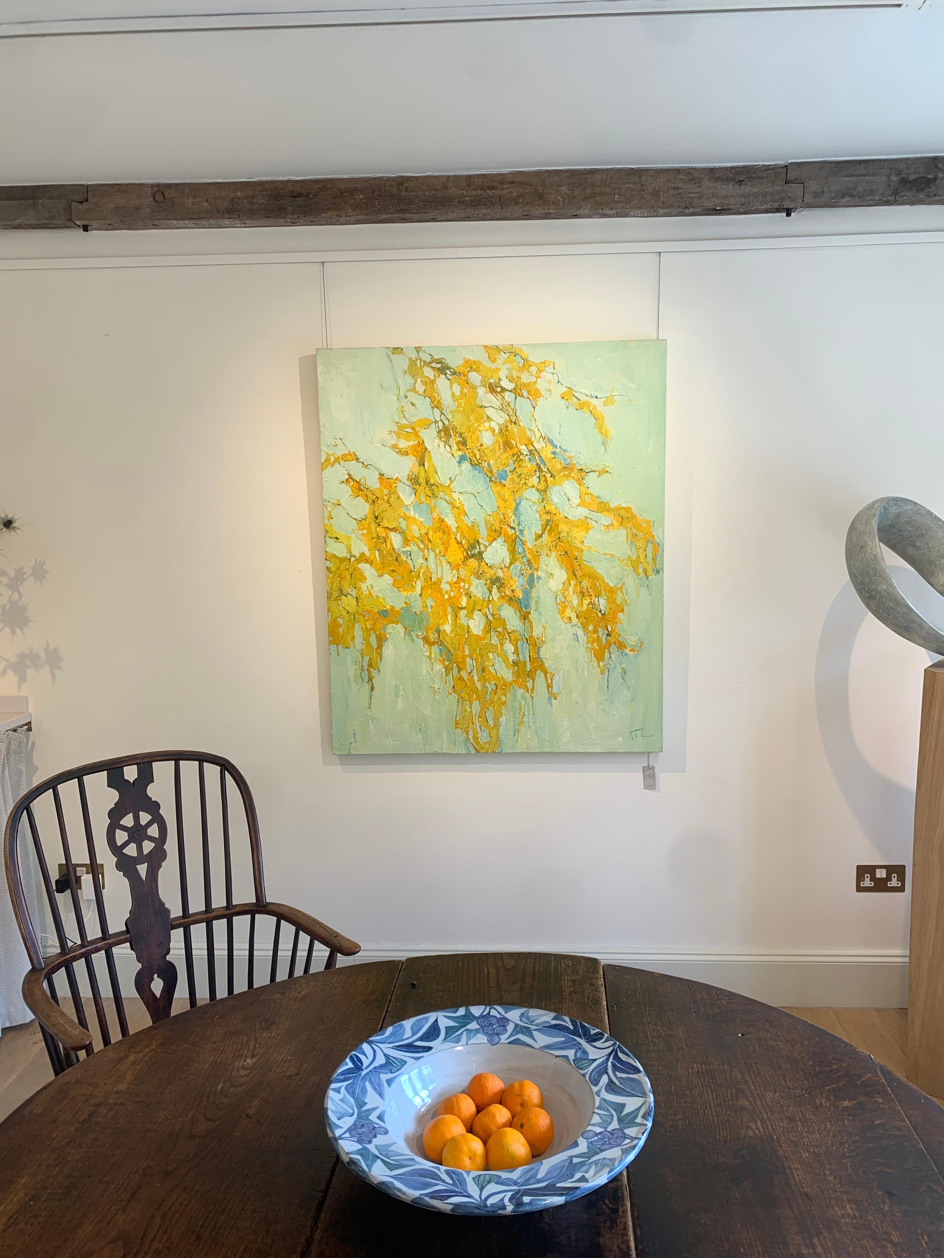 Garden, Cadmium Orange, Oil on Canvas Textured Painting by Ffiona Lewis, 2020 For Sale 5