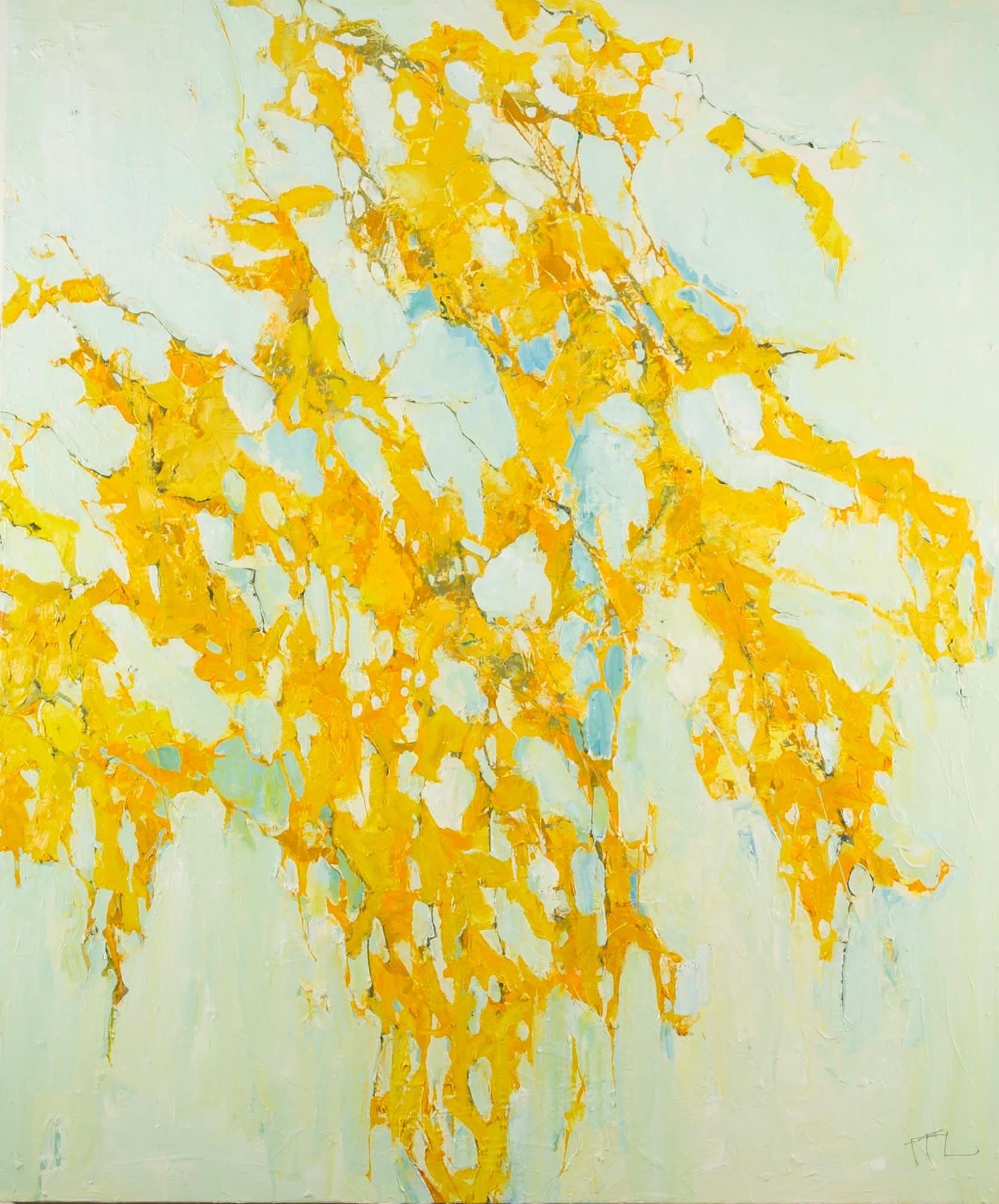 Garten, Cadmium Orange, Öl auf Leinwand Gemälde von Ffiona Lewis, 2020 – Art von Unknown