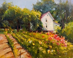 Garden of Color, Plein Air Landscape Original Fine Art Oil on Linen Board