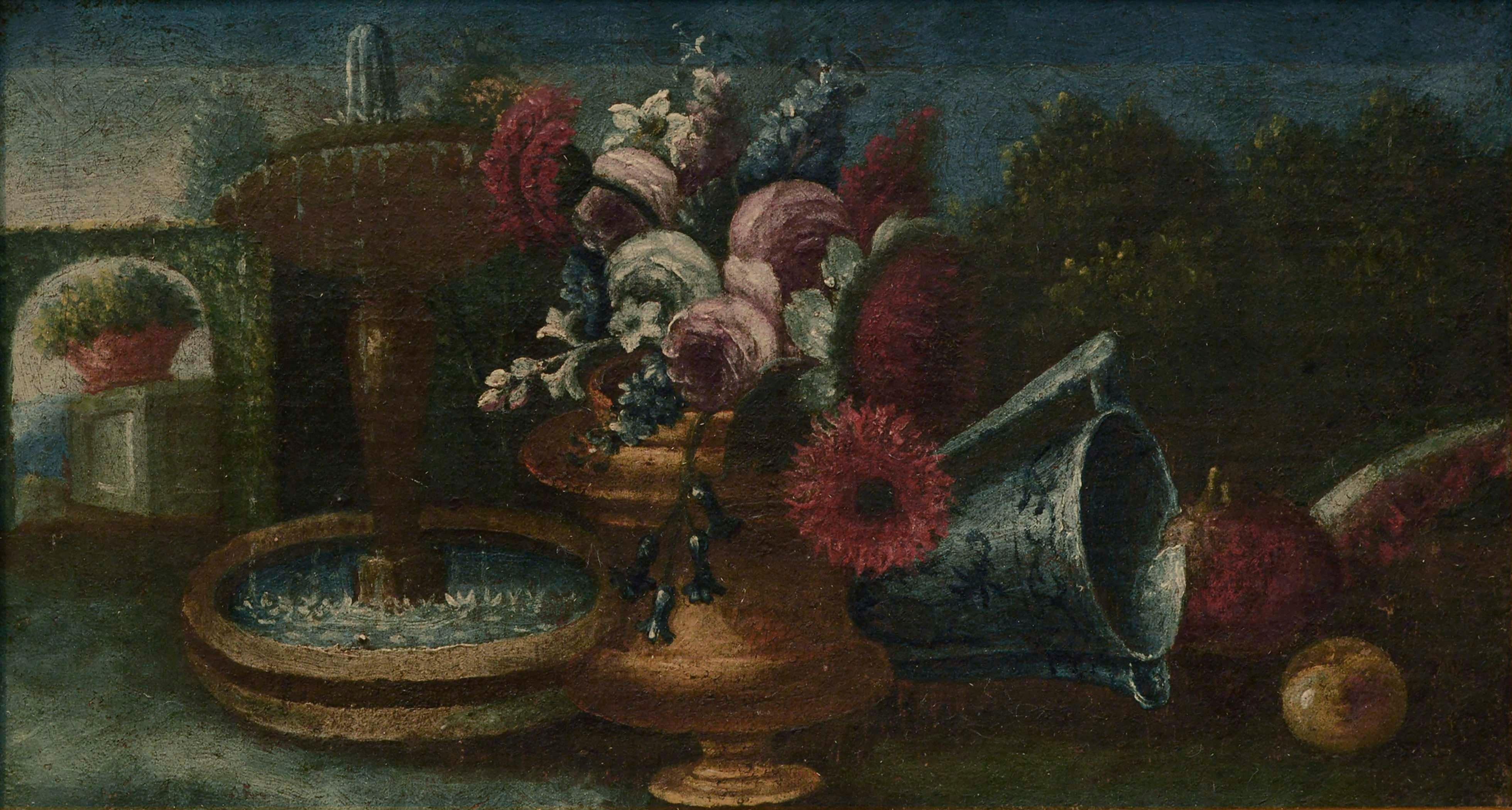 Early 20th Century Garden Still-Life  - Painting by Unknown