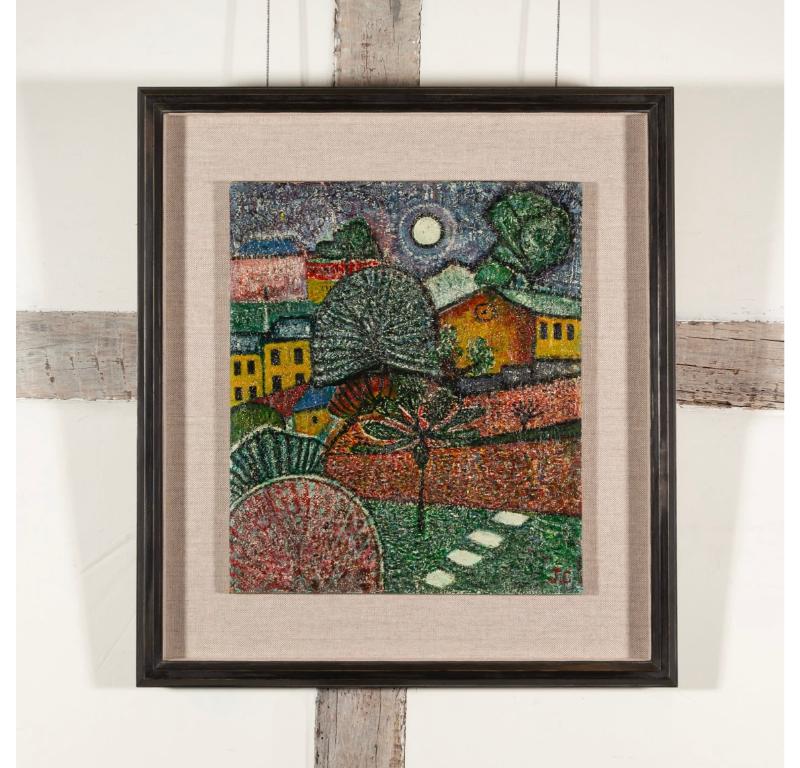Gartens at Night, Greenwich, Öl auf Karton Gemälde von John Christopherson, 1972 – Painting von Unknown