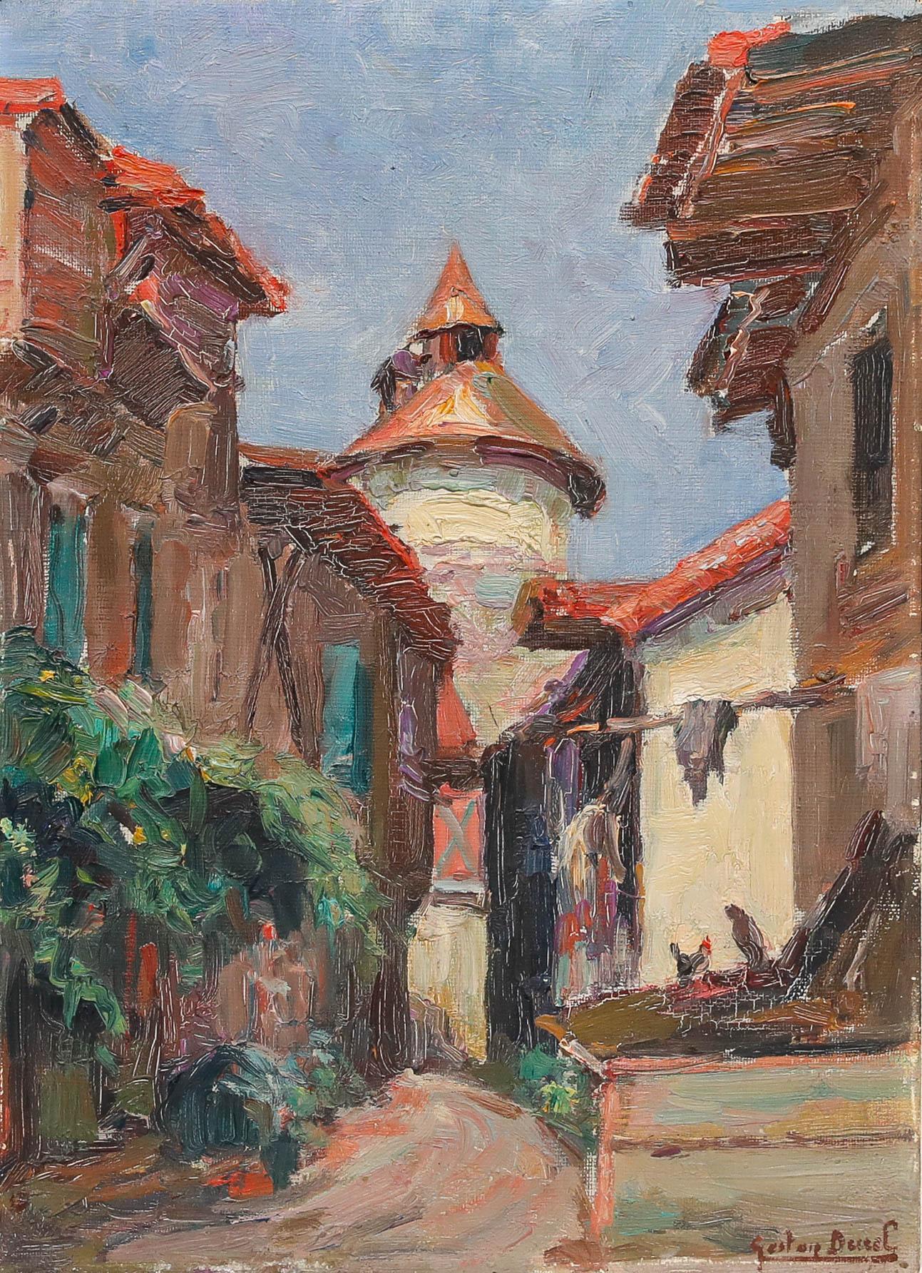 Gaston Jules Louis Durel (1879-1954) – Öl, sonnenverwöhntes Dorf – Painting von Unknown