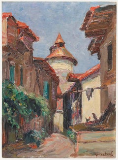 Gaston Jules Louis Durel (1879-1954) - Huile, village ensoleillé