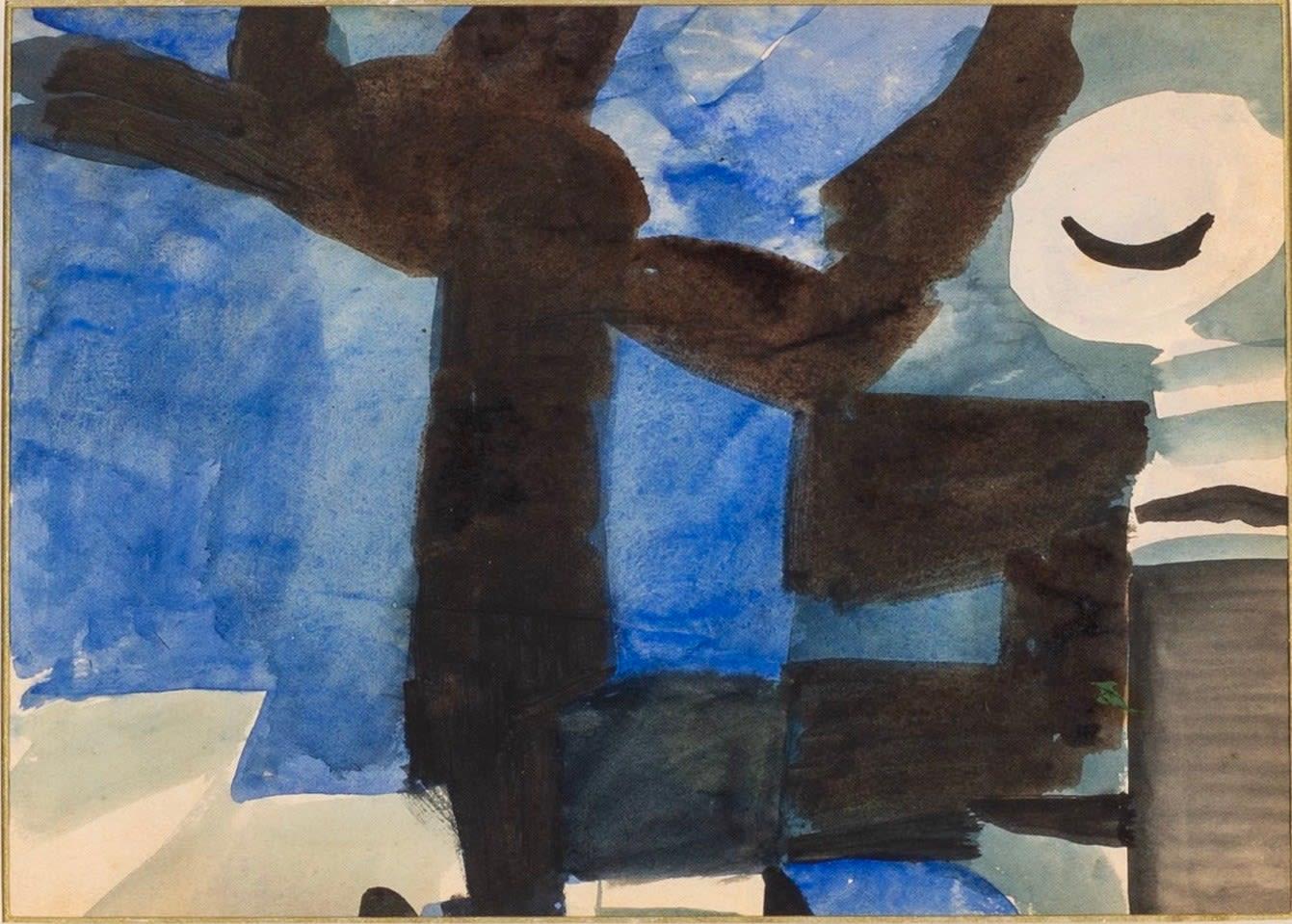 Gate Gate, Corsham Court (Blauer Himmel), Gouache-Gemälde von Peter Potworowski, 1953/55 – Painting von Unknown