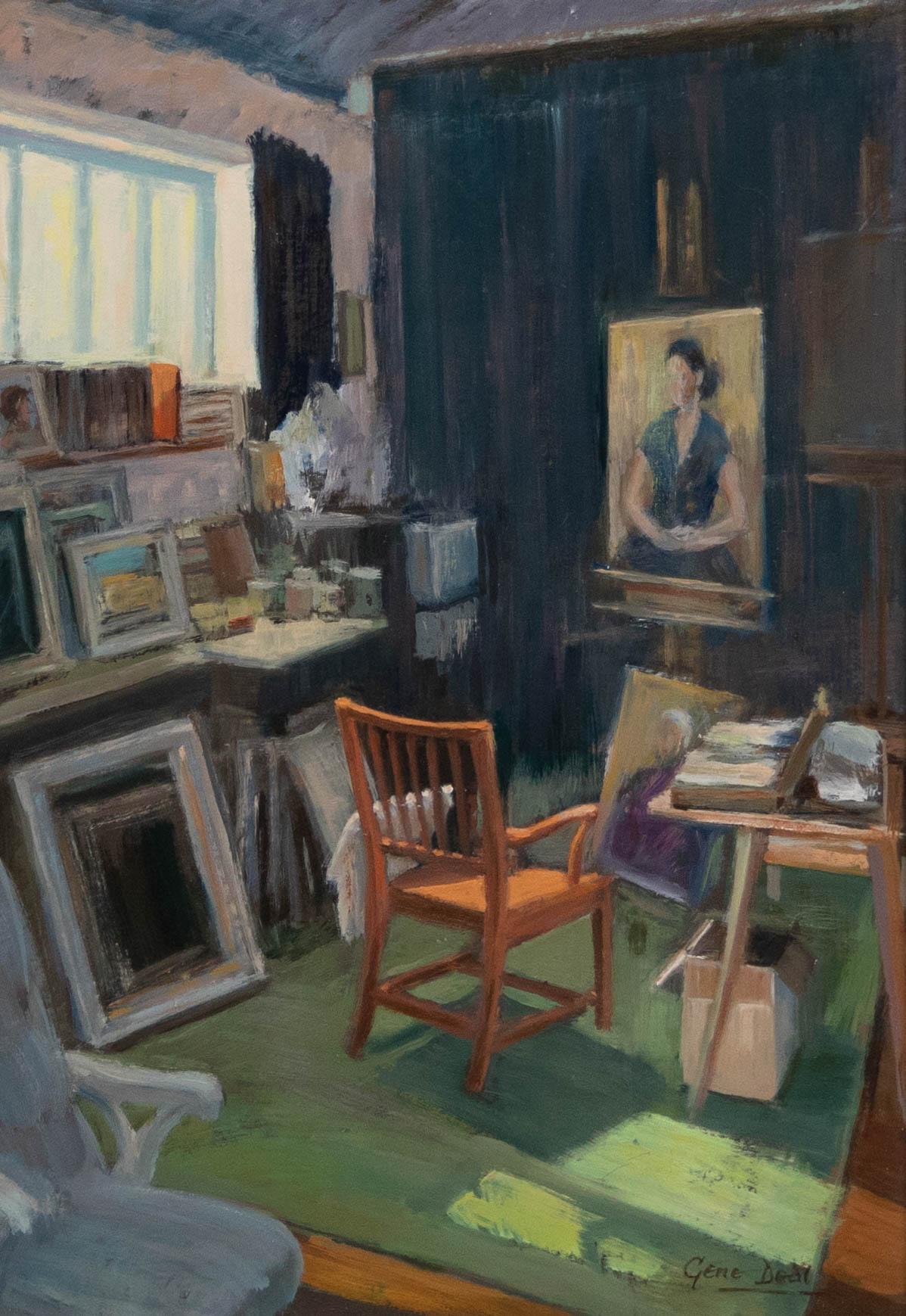 Gene Deal - 20th Century Oil, Studio Interior - Painting by Unknown