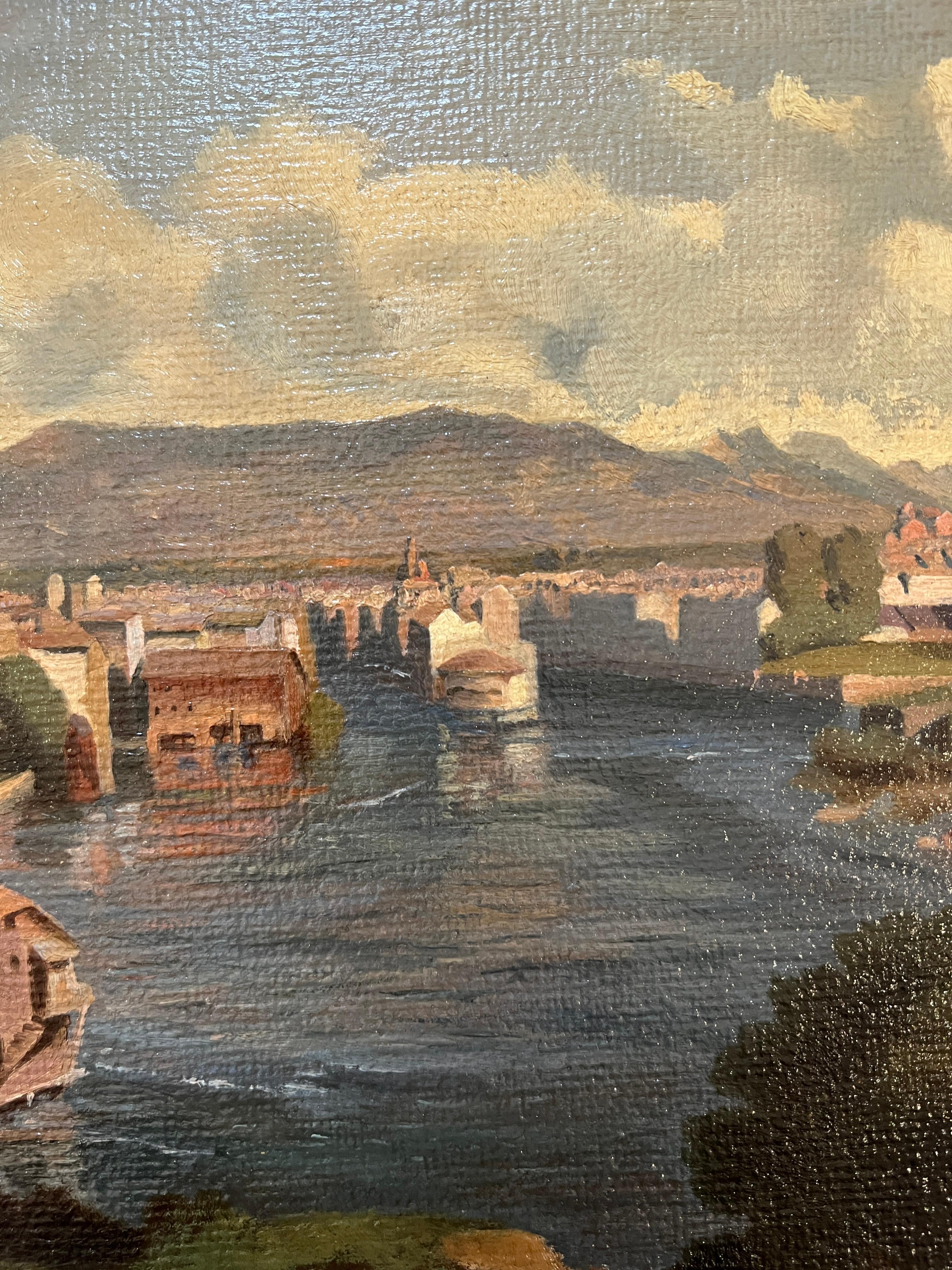 Work on canvas mounted on panel
View of Geneva from the 18th century painter late 19th or early 20th

Golden wooden frame
40 x 47 x 3.5 cm