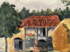 Genevieve Zondervan French Oil Painting, Harvest Fields Farm Barns