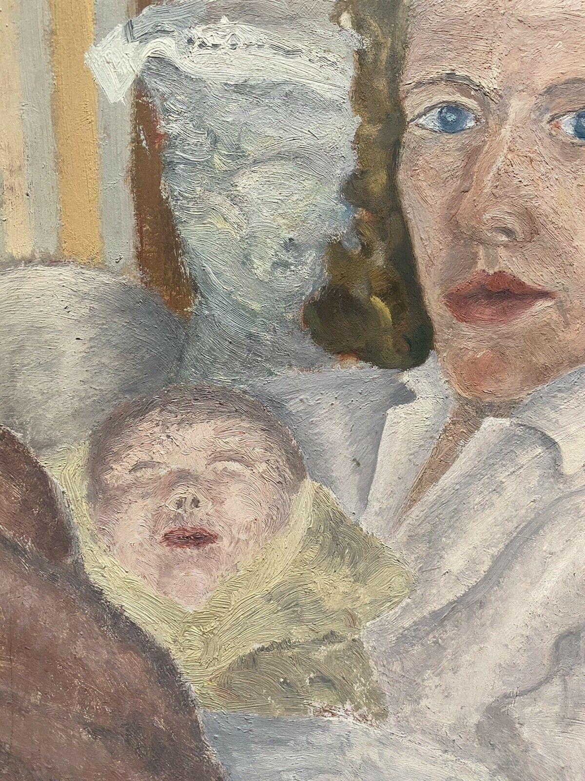 Genevieve Zondervan French Oil Painting, Mother and Child Portrait - Brown Figurative Painting by Unknown
