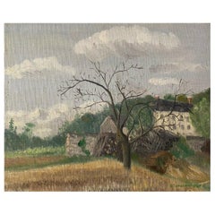 Genevieve Zondervan Pittura a olio francese, Paesaggio rurale di campi