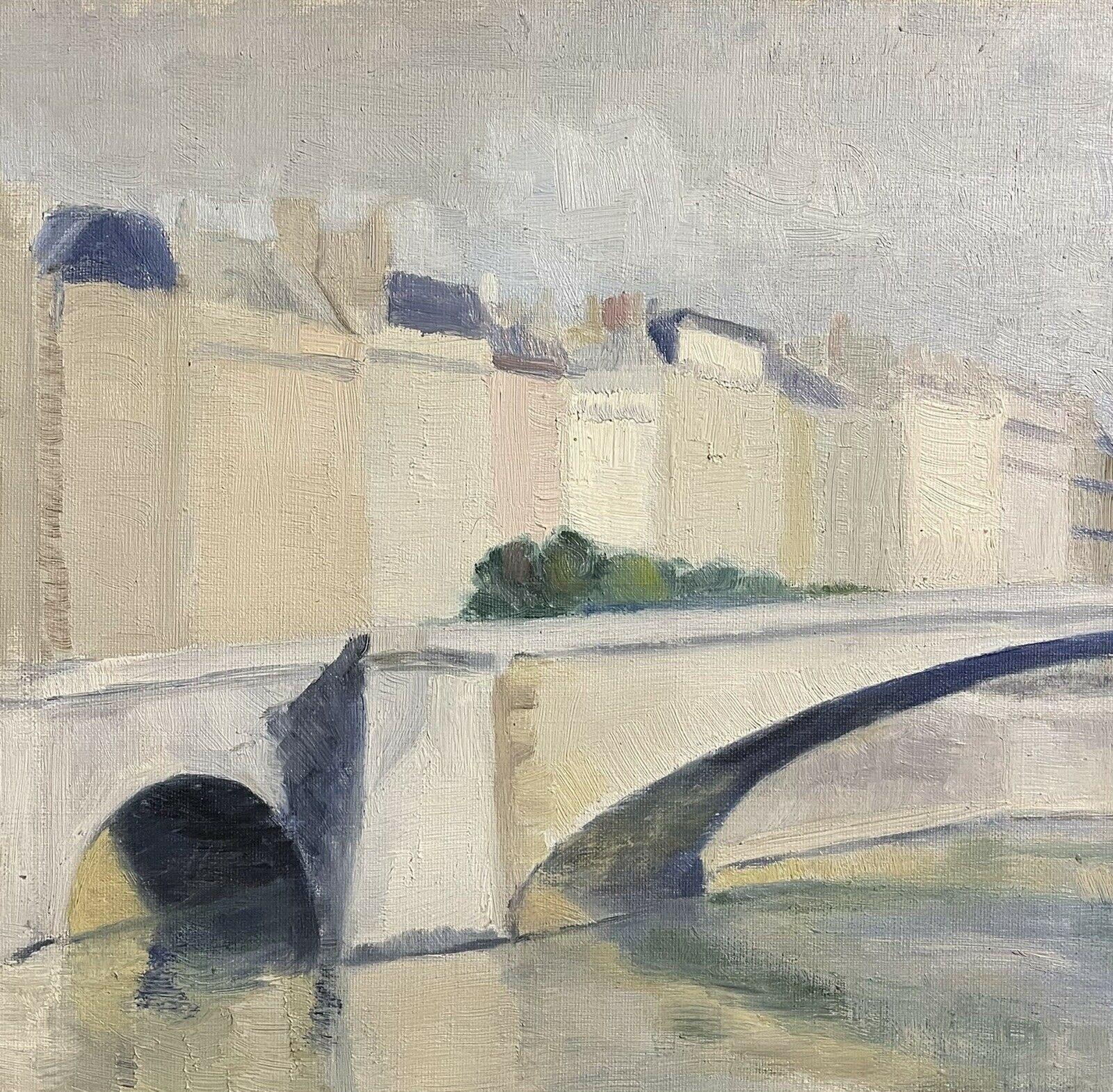Genevieve Zondervan Óleo francés, Paisaje fluvial parisino y puente - Landscape Painting Beige de Unknown