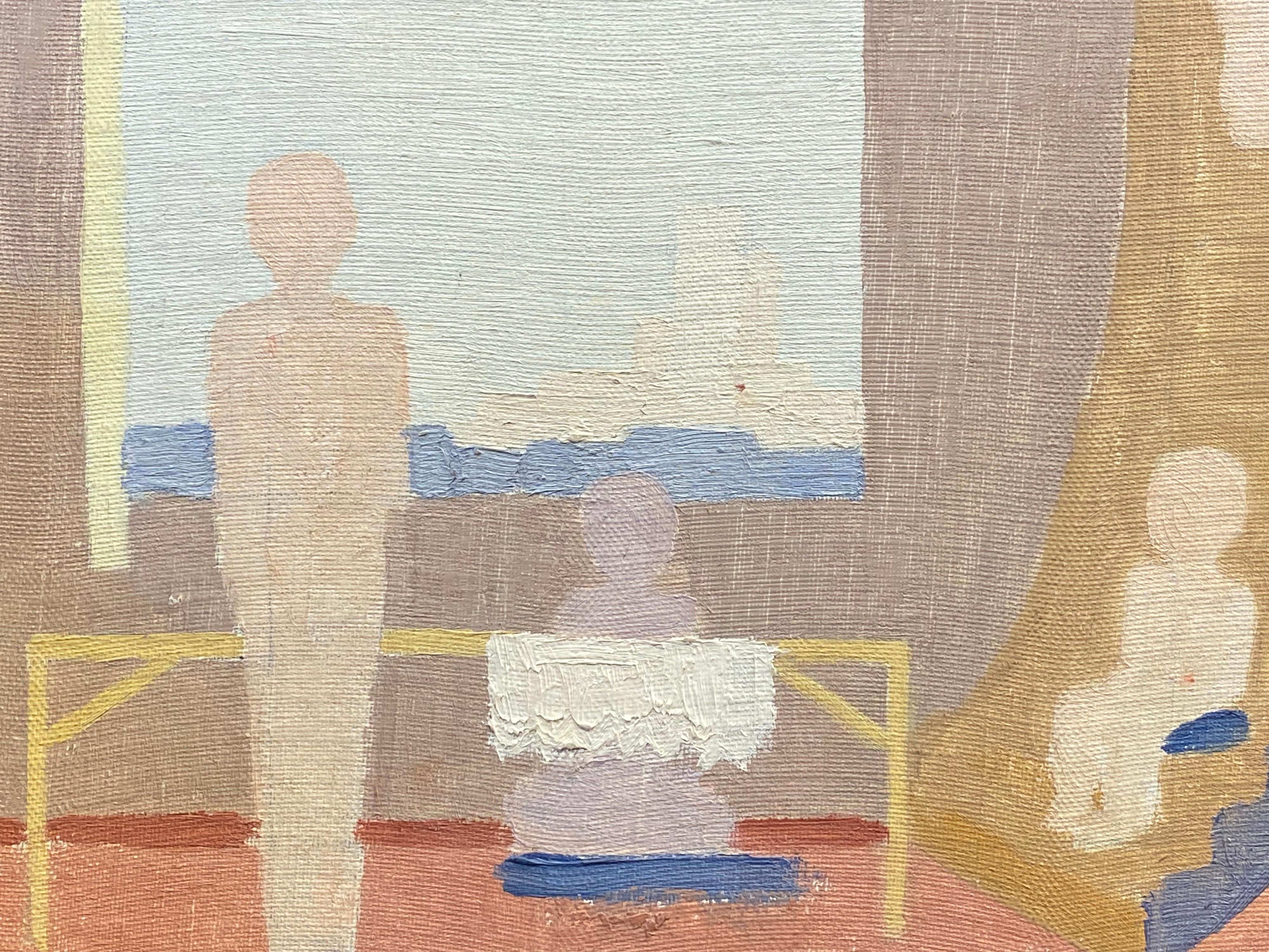 Genevieve Zondervan Peinture à l'huile surréaliste française Interior Room - Painting de Unknown